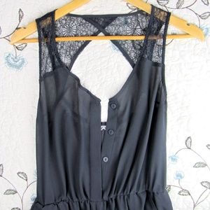 H&M Divided Gray Button-Up Lace Romper - Size 6